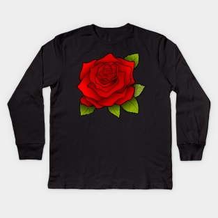 Big Red Rose Kids Long Sleeve T-Shirt